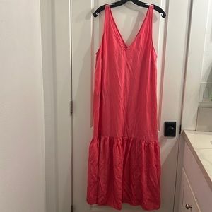 H&M pink ruffle hem maxi dress